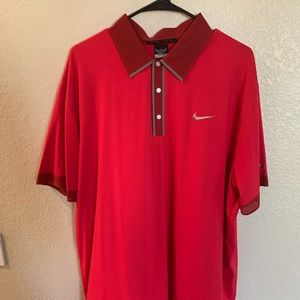 Tiger Woods Nike Golf 2 tone red polo EUC